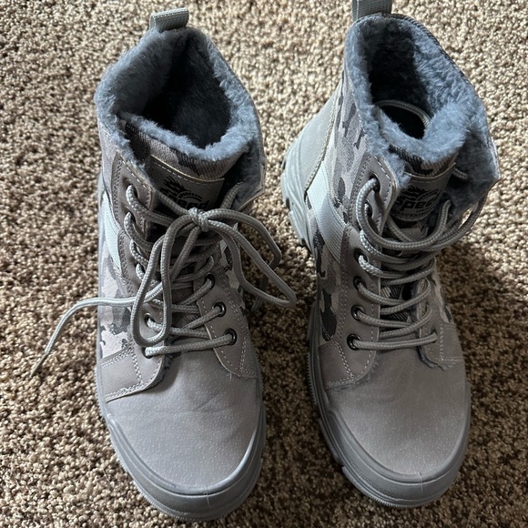 Men’s Combat Camo Boot Size 8.5 Non-Slip Wear-Resistant Gray Lace Up - Picture 2 of 8